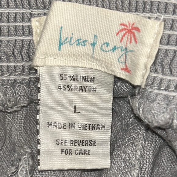 Kiss & Cry Linen Blend Gray Pants With Pockets‎ Size Large - Picture 5 of 5